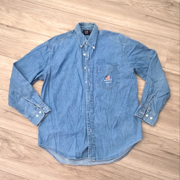 GAP Men's Casual Light Blue Denim Shirt 2001 -Size S - Picture 1 of 9